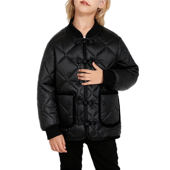 StSilkitty Puffer Jacket for Boys Girls Zip up Long Sleeve Quilted Jacket Coat with Pockets Fall Winter Warm Clothes