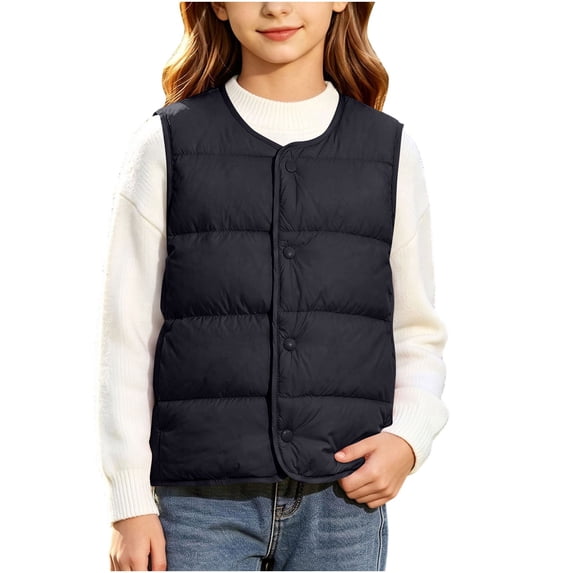 StSilkitty Puffer Vest for Boys Girls Sleeveless V Neck Button down Jacket Coat Fall Winter Warm Outerwear with Pockets