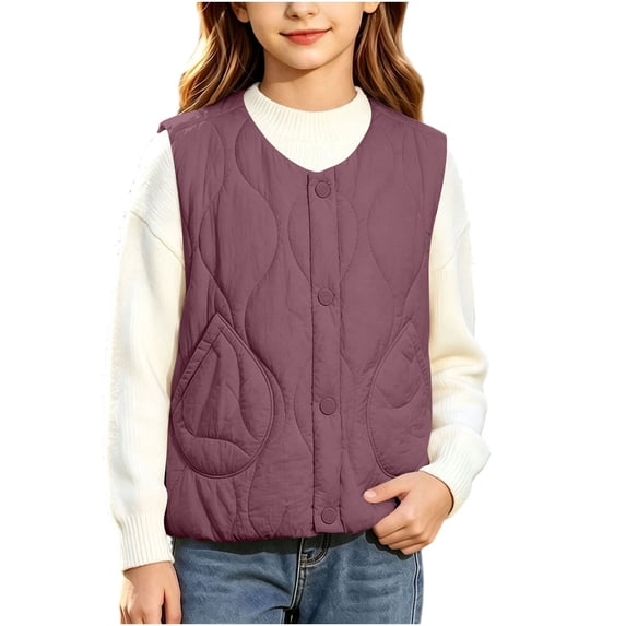 StSilkitty Puffer Vest for Boys Girls Sleeveless V Neck Button down Jacket Coat Fall Winter Warm Outerwear with Pockets