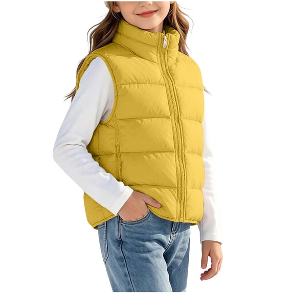 StSilkitty Puffer Vest for Boys Girls Sleeveless Zip up Stand Collar Jacket Coat with Pockets Winter Outdoor Warm Outerwear