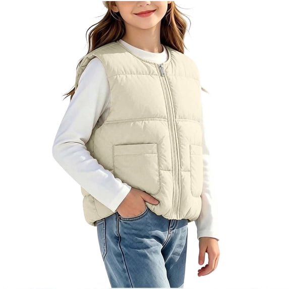 StSilkitty Puffer Vest for Boys Girls Zip up Sleeveless Crewneck Jacket Vests Fall Winter Lightweight Outdoor Warm Coats