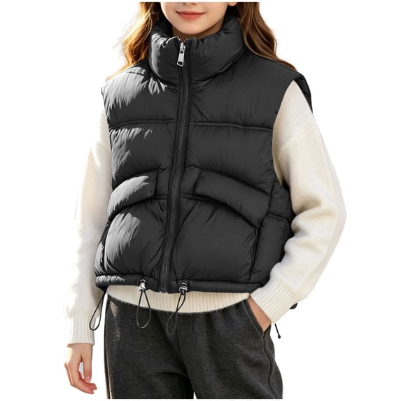 StSilkitty Puffer Vest for Boys Girls Zip up Sleeveless Stand Collar Jacket Coat Fall Winter Warm Outerwear with Pockets
