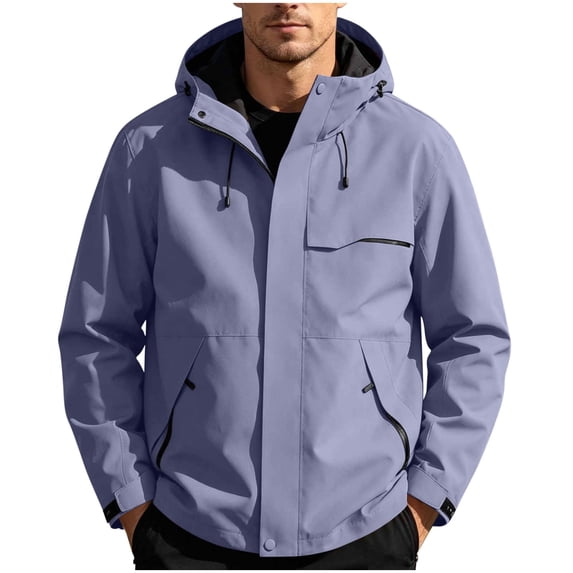 StSilkitty Rain Jacket for Men Windbreaker Waterproof Hooded Jacket Coat with Pockets Full Zip up Long Sleeve Raincoat