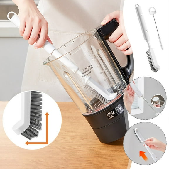 StSilkitty Retractable Long Handle Crevice Brush for Kitchen Sinks Stove Edges Multi Functional Cleaning Tool with Adjustable Length,Bristle Cup Heads