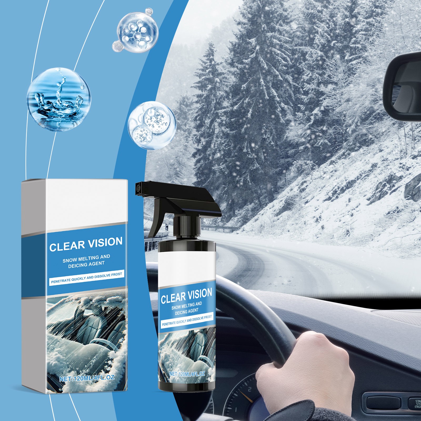 StSilkitty Safe & Effective 4.06 fl oz Car Window Deicing Spray Fast Ice & Snow Removal,Strong Penetration,Anti Frost Protection for All Weather Conditions