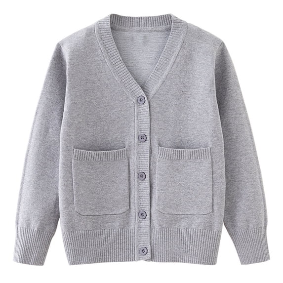StSilkitty School Uniform Cardigan Sweater for Boys Girls Long Sleeve V Neck Button down Sweaters with Pockets
