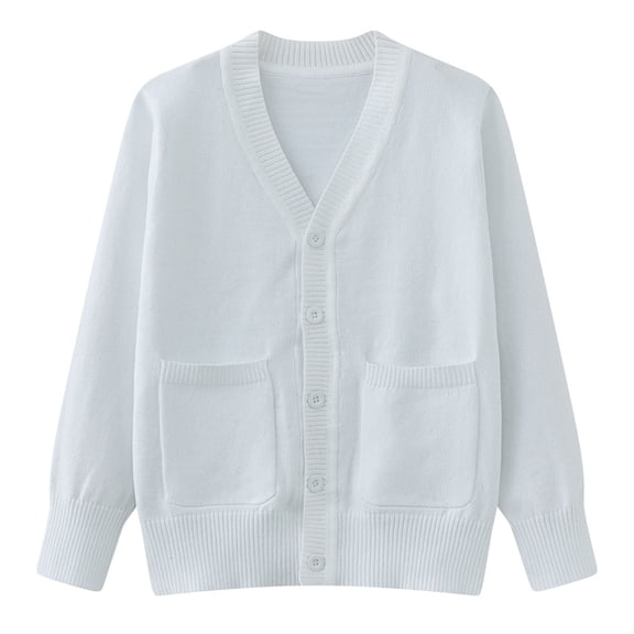 StSilkitty School Uniform Cardigan Sweater for Boys Girls Long Sleeve V Neck Button down Sweaters with Pockets