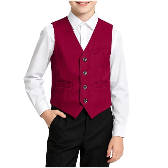 StSilkitty School Uniform Vest for Boys Girls Sleeveless V Neck Button down Waistcoat with Pockets Lightweight Soft Outerwear