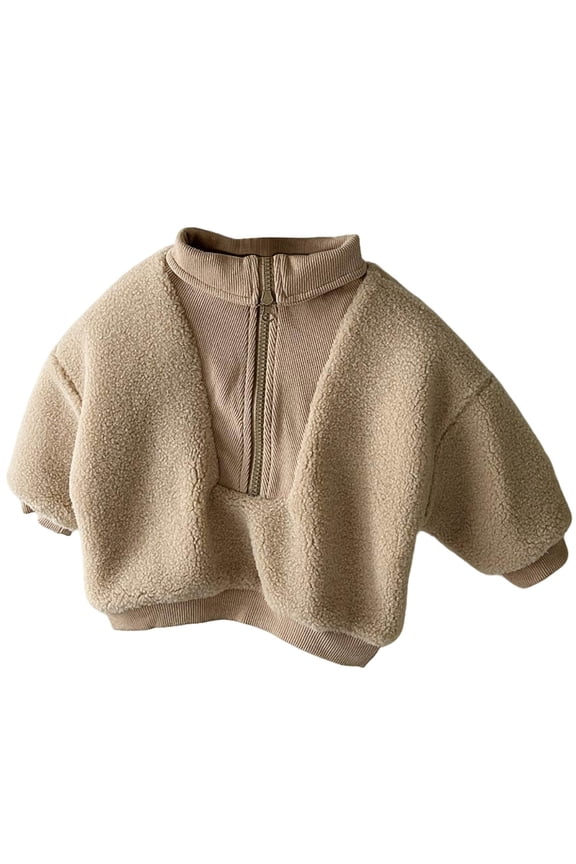 Sherpa Fleece Sweater for Toddlers Long Sleeve Stand Collar Warm Pullover Sweaters Winter Outerwear Coat