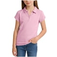 thumbnail image 1 of StSilkitty Short Sleeve Shirts for Boys Girls Solid Color Lightweight Collared V Neck Blouses Soft Comfy Breathable Tops, 1 of 7