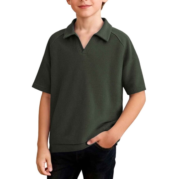 StSilkitty Short Sleeve T-Shirts for Boys Girls Summer Casual V Neck Collared Shirt Soft Lightweight Tops
