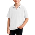 thumbnail image 1 of StSilkitty Short Sleeve T-Shirts for Boys Girls Summer Casual V Neck Collared Shirt Soft Lightweight Tops, 1 of 7