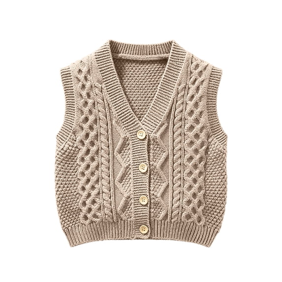 StSilkitty Sleeveless Sweater Vest for Boys Girls Solid Color V Neck Button down School Uniform Waistcoat Cable Knit Shirt