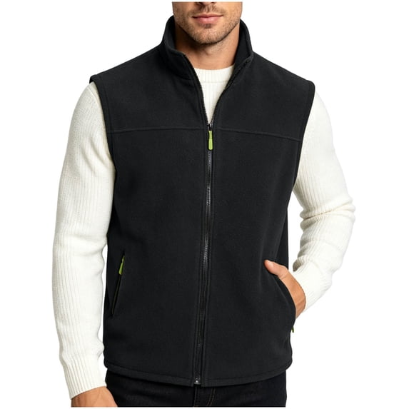 StSilkitty Sleeveless Vest for Men Full Zip Stand Collar Fleece Vest Jacket Outerwear with Pockets Lightweight Outdoor Waistcoat