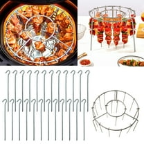 StSilkitty Stainless Steel Air Fryer Rack with Vertical Hanging Grill Skewer,Multi Layer BBQ Skewer Accessory for Efficient and Even Cooking