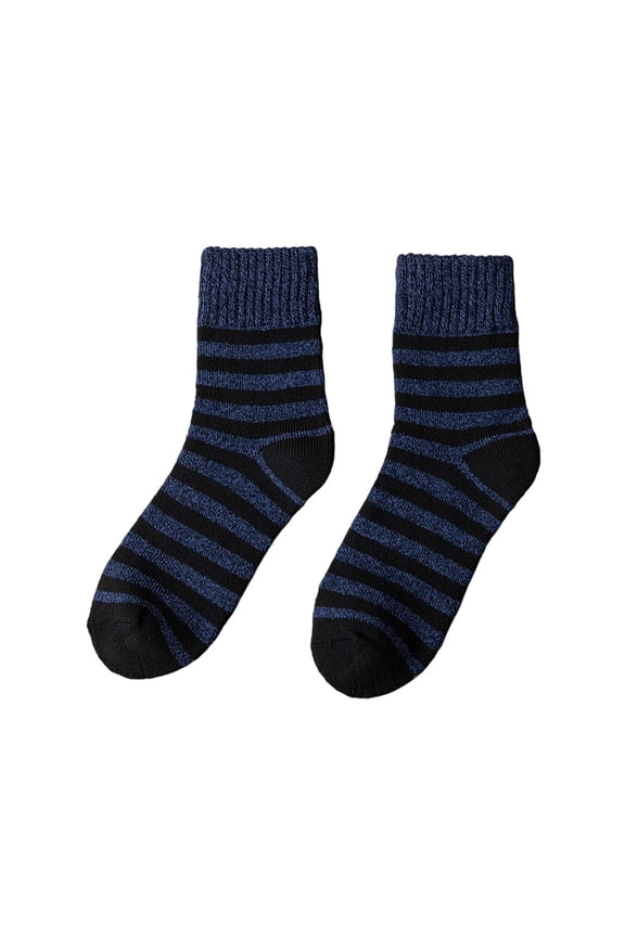Striped Fuzzy Calf Sock for Mens Womens Lightweight Soft Warm Thermal Crew Socks Fall Winter Thick Socks