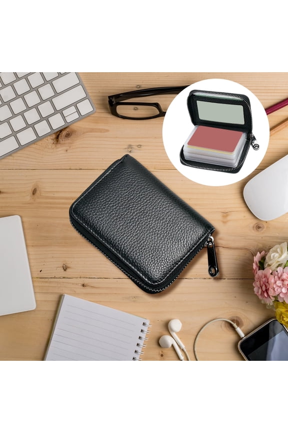 Stylish and Stable Artificial Leather Card Holder with Secure Zipper and Multiple Slots for Men's and Women's ID,Credit Cards,Driver's License Bank Cards