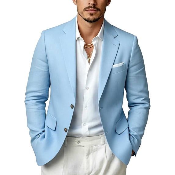 StSilkitty Suit for Mens Solid Color Long Sleeve 2 Buttons Blazer Business Casual Work Jacket with Pocket