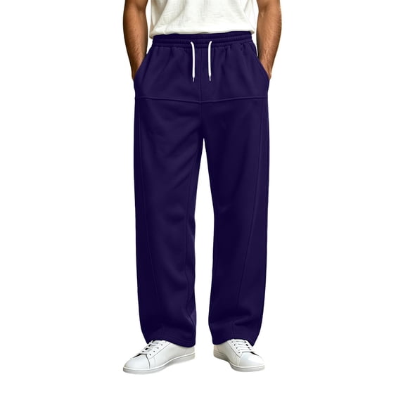 StSilkitty Sweatpants for Men Elastic Waist Drawstring Wide Leg Sweat Pants with Pockets Athletic Running Trousers