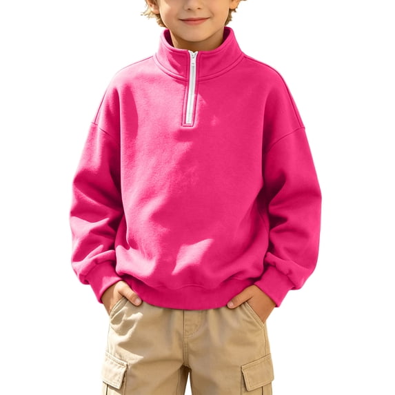 StSilkitty Sweatshirts for Boys Girls Quarter Zip Long Sleeve Mock Neck Pullover Tops Fall Winter Warm Clothes