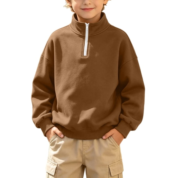 StSilkitty Sweatshirts for Boys Girls Quarter Zip Long Sleeve Mock Neck Pullover Tops Fall Winter Warm Clothes
