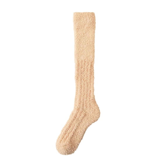 StSilkitty Thigh High Boot Socks for Mens Womens Fuzzy Slipper Socks Thick Solid Color Warm Thermal Long Socks