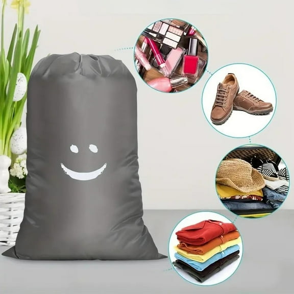 StSilkitty Travel Laundry Bag,Dirty Clothes Organizer,Large Capacity Storage Pouch Waterproof Cloth Drawstring Storage Bag,Gray