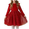 thumbnail image 1 of StSilkitty Tulle Dress for Girls Star Printed Long Sleeve Crew Neck A-Line Midi Dresses Lightweight Casual Soft Clothes, 1 of 3