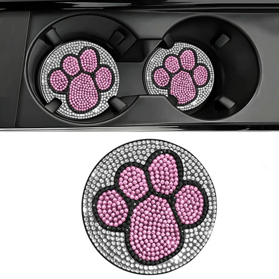StSilkitty Unique Non Slip Dog Paw Print Car Cup Holder Mat Stylish and Noise Reducing Interior Accessory for Home and Office