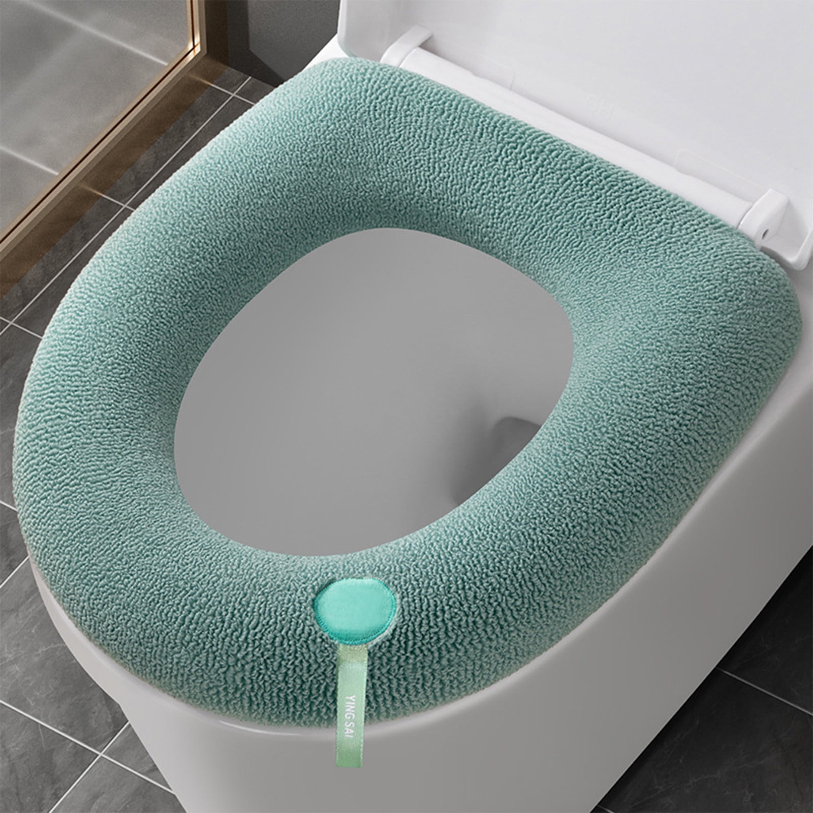 StSilkitty Warm Cushion Heated Polyester Toilet Seat Pad Easy Install Remove,Travel Friendly,Washable Material,Suit for Bathroom Use Includes Lid Cover