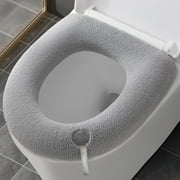 StSilkitty Warm Cushion Heated Polyester Toilet Seat Pad Easy Install Remove,Travel Friendly,Washable Material,Suit for Bathroom Use Includes Lid Cover