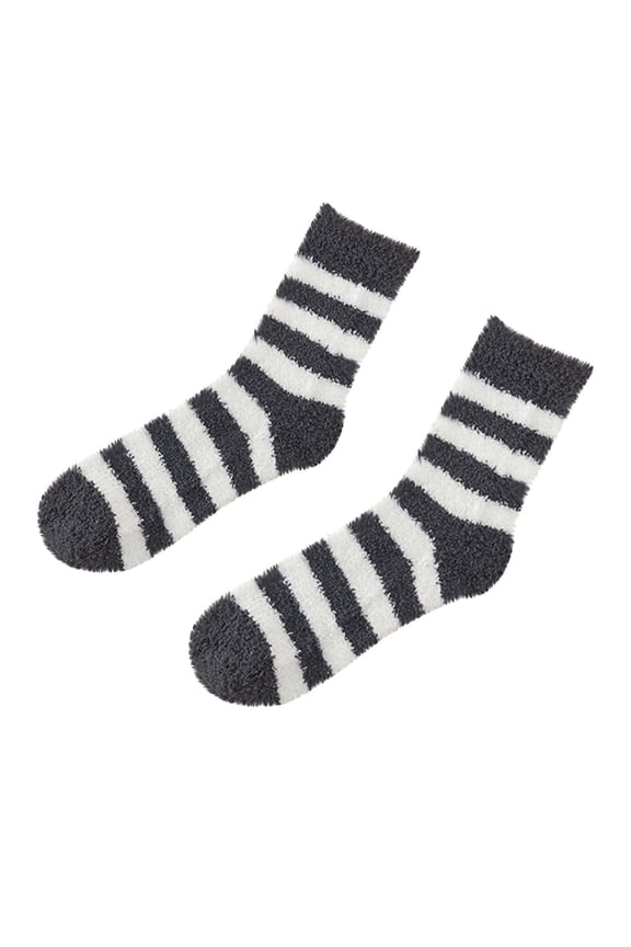 Warm Fuzzy Calf Socks for Mens Womens Striped Lightweight Breathable Crew Socks Winter Soft Thermal Socks