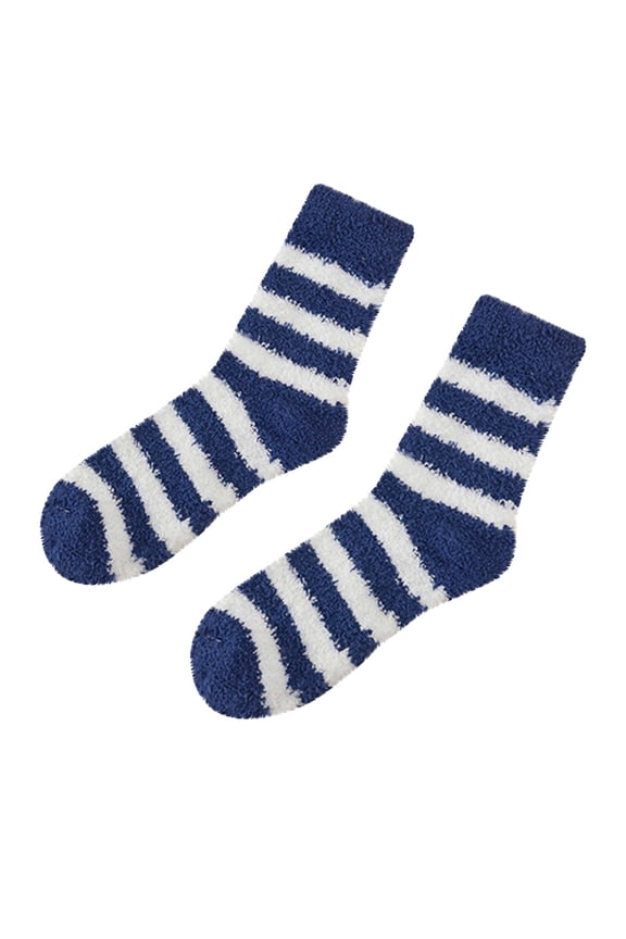 Warm Fuzzy Calf Socks for Mens Womens Striped Lightweight Breathable Crew Socks Winter Soft Thermal Socks