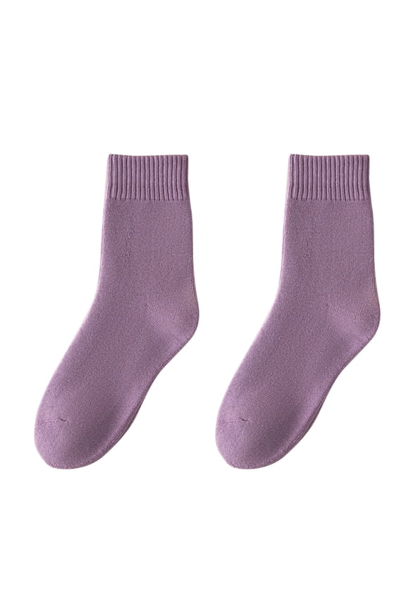 Winter Fuzzy Calf Socks for Mens Womens Solid Color Thick Warm Thermal Crew Socks Breathable Soft Boot Socks