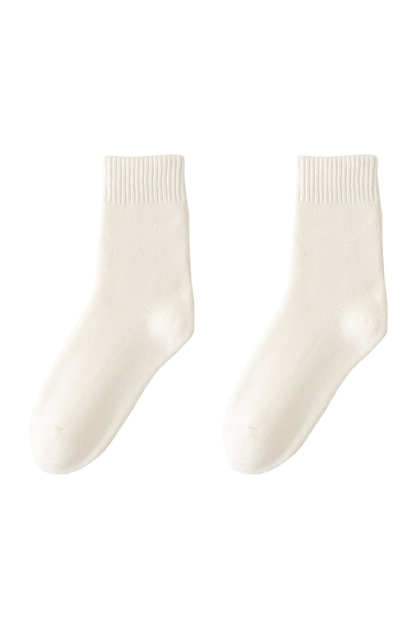 Winter Fuzzy Calf Socks for Mens Womens Solid Color Thick Warm Thermal Crew Socks Breathable Soft Boot Socks