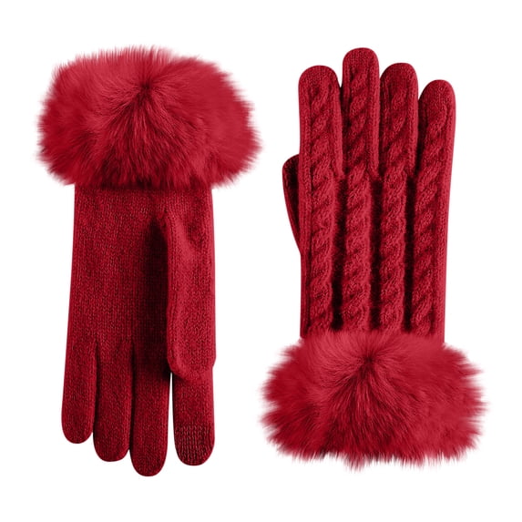 StSilkitty Winter Fuzzy Warm Gloves for Women Thick Thermal Hand Wrist Gloves Textured Outdoor Biking Running Gloves