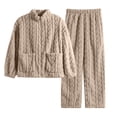 thumbnail image 1 of StSilkitty Women Fleece Pajama 2 Piece Sets Long Sleeve Zip up Cable Coat and Pants Sleepwear Set with Pockets Winter Warm Loungewear, 1 of 9