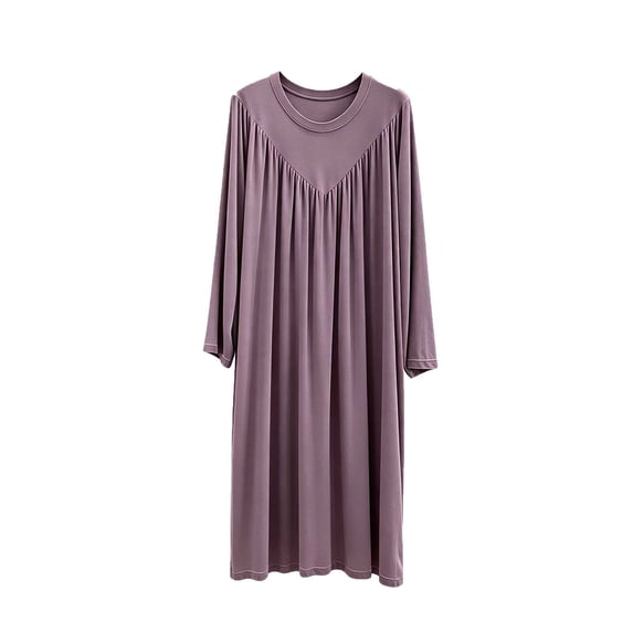 StSilkitty Women's Long Sleeve Nightgowns Crewneck Sleepwear Night Gown Lightweight Comfy Breathable Sleepshirts