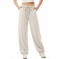 thumbnail image 1 of StSilkitty Womens Cotton Sweatpants Summer High Waist Elastic Drawstring Joggers Lightweight Soft Tapered Trousers, 1 of 4