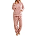 thumbnail image 1 of StSilkitty Womens Fleece Pajama 2 Piece Sets Winter Long Sleeve Full Zip Stand Collar Coat and Pants Loungewear Set with Pockets, 1 of 5