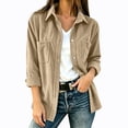 thumbnail image 1 of StSilkitty Womens Long Sleeve Shacket Solid Color Collared Button down Shirt Jacket with Pockets Fall Winter Outerwear, 1 of 7