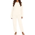 thumbnail image 1 of StSilkitty Womens Pajama 2 Piece Set Fleece Long Sleeve Cable Top and Pants Loungewear Sets Winter Warm Sleepwear Clothes, 1 of 6
