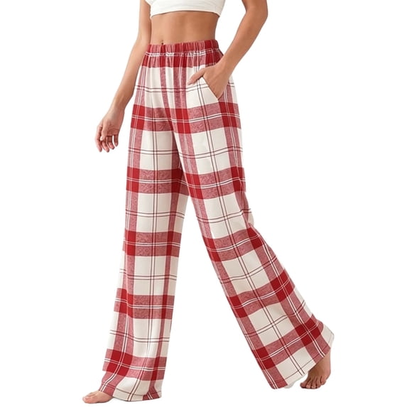 StSilkitty Womens Pajama Pants Plaid Elastic Waist Sleepwear Pants Lightweight Comfy Lounge Pj Trousers with Pockets