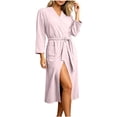 thumbnail image 1 of StSilkitty Womens Robes Lightweight Long Sleeve Tie Front Bathrobe Solid Color Casual Loungewear with Pockets Ladies Bath Robe, 1 of 7