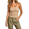 thumbnail image 1 of StSilkitty Womens Strapless Tube Tops Solid Color Sleeveless Ribbed Going out Tank Blouses Beach Vacation Casual Shirts, 1 of 8