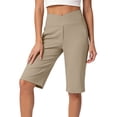 thumbnail image 1 of StSilkitty Yoga Biker Shorts for Womens Solid Color High Waist Stretch Knee Length Shorts Athletic Running Shorts with Pockets, 1 of 7