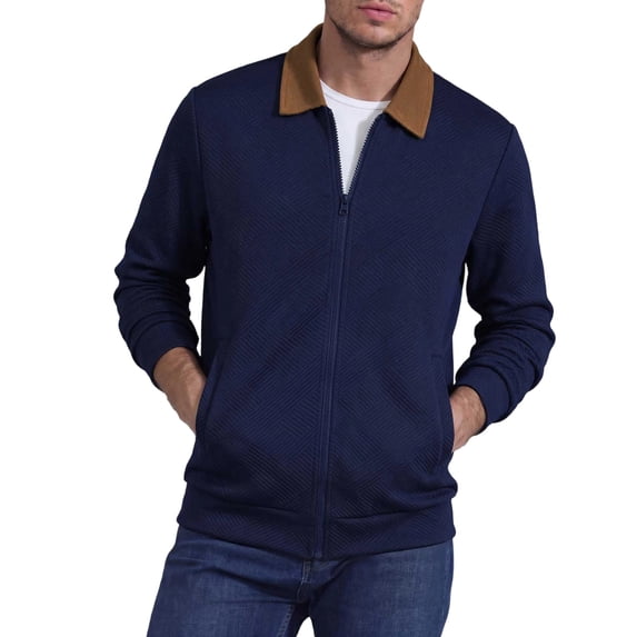StSilkitty Zip up Jacket for Men Long Sleeve Collared Jacket Coat with Pockets Fall Winter Lightweight Fashion Outerwear