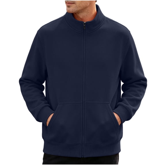 StSilkitty Zip up Jacket for Men Long Sleeve Stand Collar Jacket Coat Fall Lightweight Fashion Clothing with Pockets