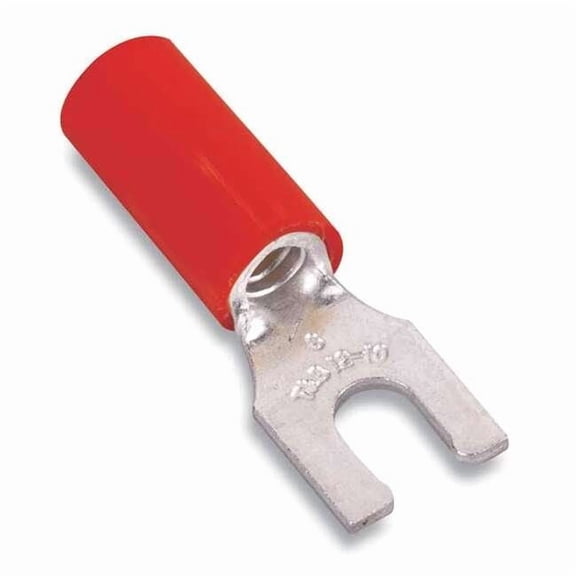 Sta-Kon Fork Terminal,Tin,Copper,Red,PK100 18RA-10FL