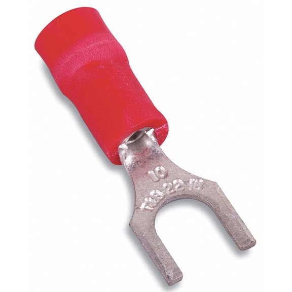 Sta-Kon Fork Terminal,Tin,Copper,Red,PK100 18RA-6F